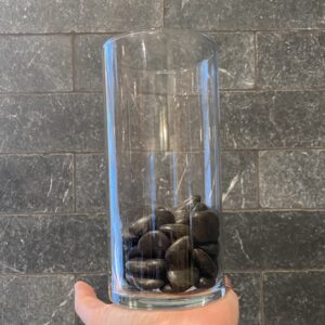 cylinder vase with rocks